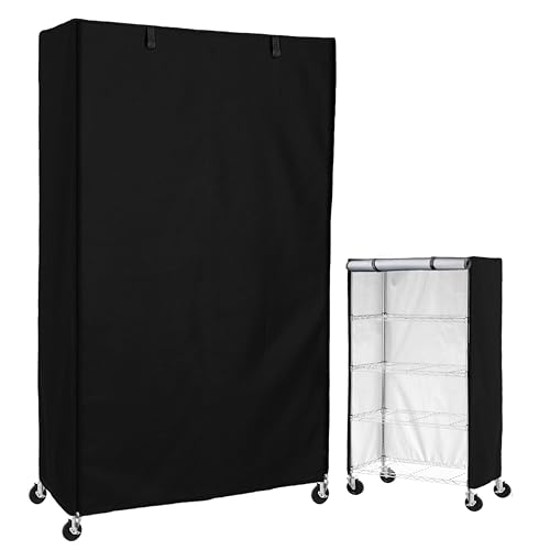 Waterproof Shelf Cover,600D Heavy Duty Wire Shelving Unit Cover,Shelf Display Rack Protector with Zipper,(Black,Fits 47