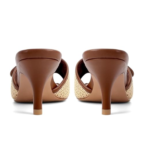 Image of Dsevht Black Kitten Heel Sandals Stiletto Low Heels Slip On Slides Mule Sandal Square Open Toe Dress Shoes for Women
