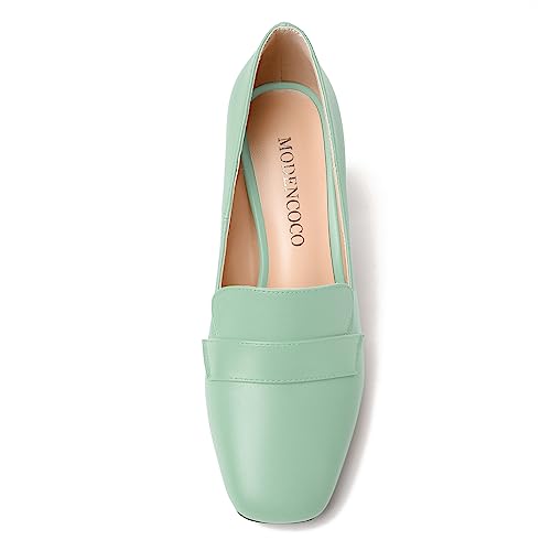 Image of MODENCOCO Womens Sexy Formal Matte Slip On Square Toe Work Block High Heel Loafers Shoes 3.5 Inch