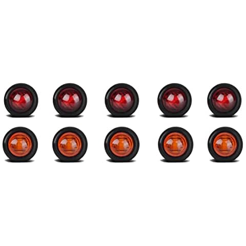 TCTAuto 3/4" LED Marker Light Rubber Grommet Miniature Type with Dual Function High & Low 3 Wire (Red & Amber, 10Pcs) Cover