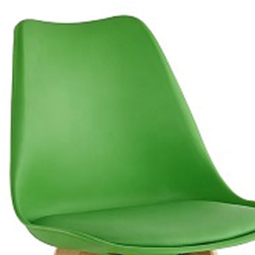 Image of Creative Scandinavian Ergonomic Green Resin Chair, Dining, Kitchen, Waiting Room, Cafe, Leaving Room, Upholstered, Modern Back, Armless, Indoor, Hard Floor, Carpet. | (Pack of 1)