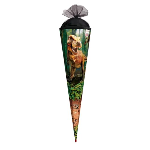 ROTH Motiv-Schultüte T-Rex Welt 85 cm eckig Rot(h)-Spitze Tüllverschluss