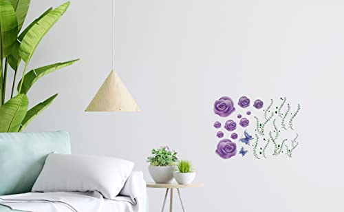 Purple Rose Artwork Room Decor Wall Sticker Decal15 W X 23" H (1 Piece) (W-0027)