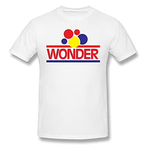 Udwios Men Men's Short Sleeved T-shirt Wonder Bread Logo Casual White Short Sleeve L