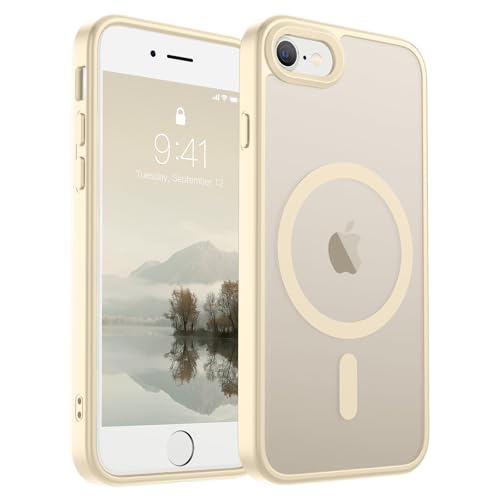 Image of SUPFINE Magnetic for iPhone SE Case 2022 (3rd) /2020 (2nd), iPhone 8 Case (Compatible with MagSafe) (Military Grade Drop Protection) Slim Translucent Matte Phone Case, Antique White