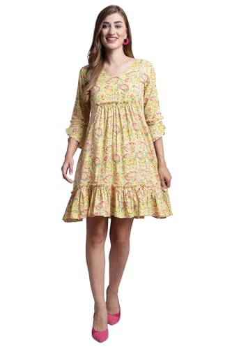 Image of Rajnandini Women's Pure Cambric Cotton Printed Mini Western Dress (Jopljpr307-P)