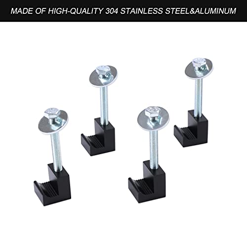 Wowyzl Aluminum Mounting Clamps For Pickup Truck Tool Box Mount Tie Downs J Hook Crossover Tool Box 4 Pack Black #TOP2