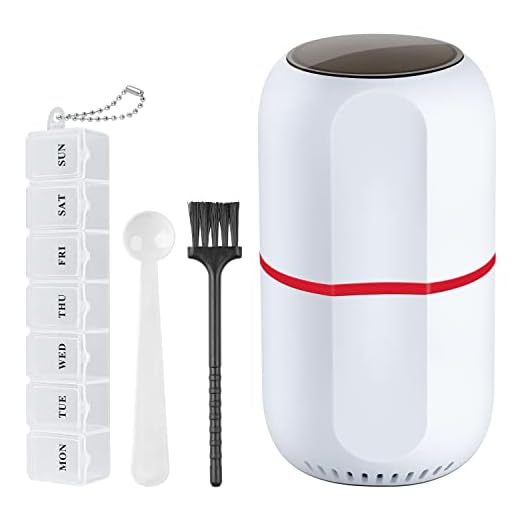 Electric Pill Crusher Grinder: Pill Grinder for Small or Large Pills and Vitamin Tablets Grinding to Fine Powder - Pill Pulverizer for Feeding Tube, Kids or Pets with Brush, Spoon and 7-Day Pill Box