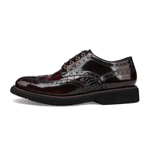 Image of Men's Lace Up Soft Cap-Toe Formal Dress Shoes, Crocodile Pattern