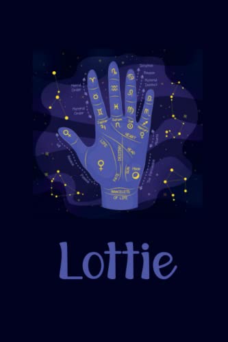  Lottie Notebook: Blue Hand With Zodiac Symbols Ribbon Ruled Paper Notebook Journal Blank Wide Lined Workbook for Girls Boys Kids Teens Students.