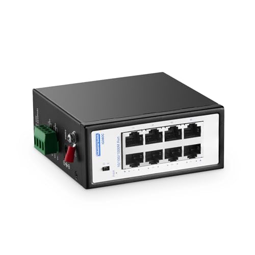 Image of 8 Port Mini Gigabit Industrial Switch, 100 /1000Mbps Ethernet, Din Rail & Wall Mount Included, YuLinca Unmanaged IP30 (-40~185F) Hardened Network Switch