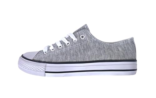 P&L ITALY COLLECTION Zapatillas de Lona Mujer Negro Bambas Puntera Goma Loneta Gris 38