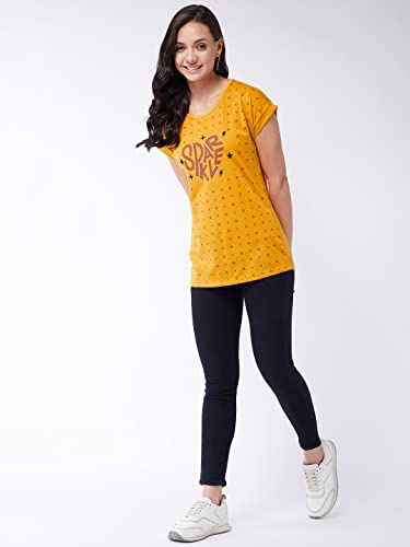 Image of Modeve Women Printed Cotton Blend Half Sleeve Round Neck T-Shirt for Summer
