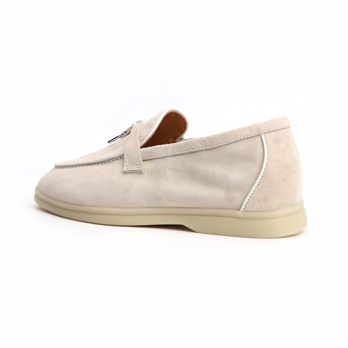 Image of XOBZJH Women's Leather Suede Loafers Flats - Slip-On Penny Loafers with Soft, Comfortable Driving & Dress Shoes for Casual Office Work All Day