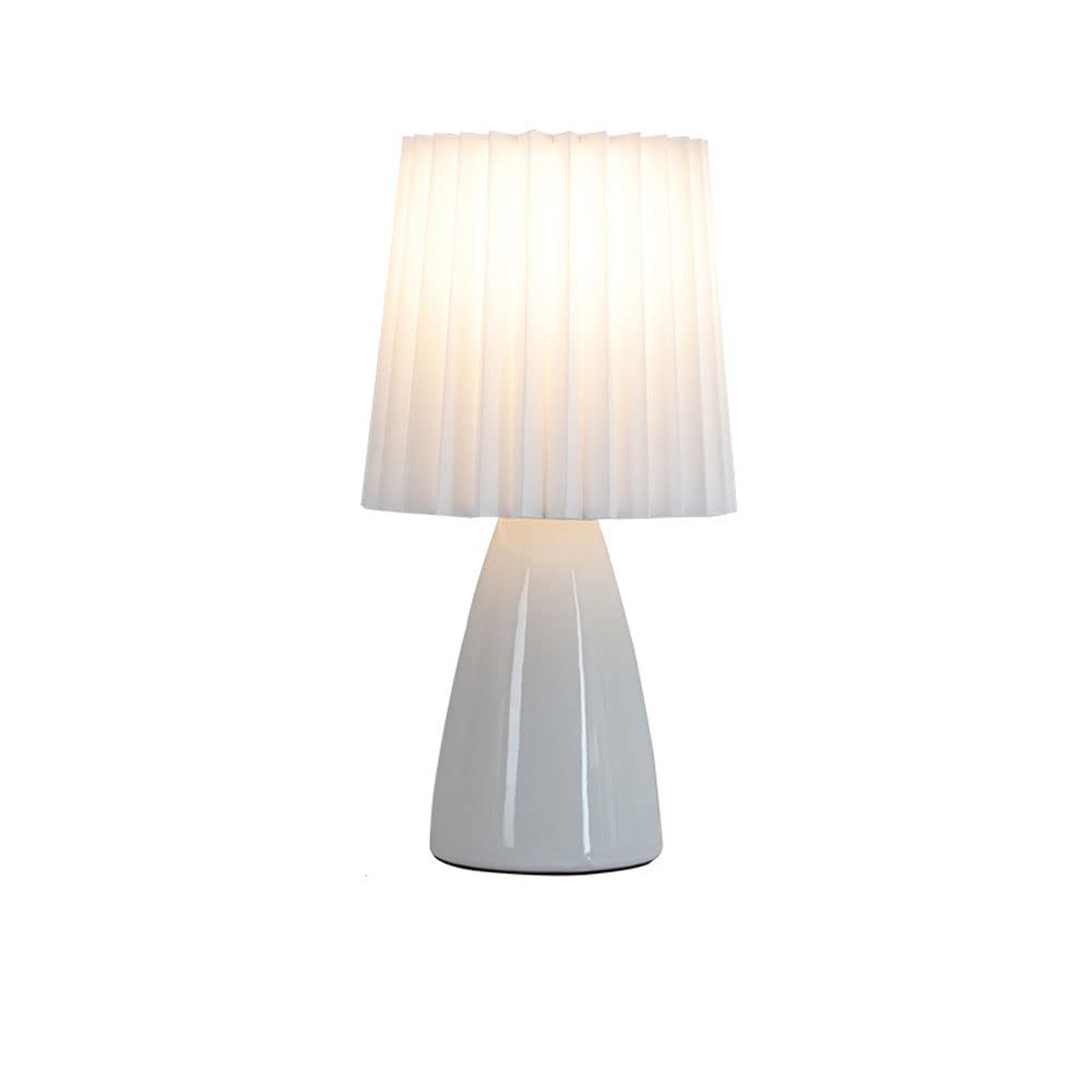 SGKOMN Table Lamps For Bedroom, 12.2" Ceramic Bedroom Lamp For Bedside, Farmhouse Nightstand End Table Lamp With Lampshade Decoration,Living Room-E