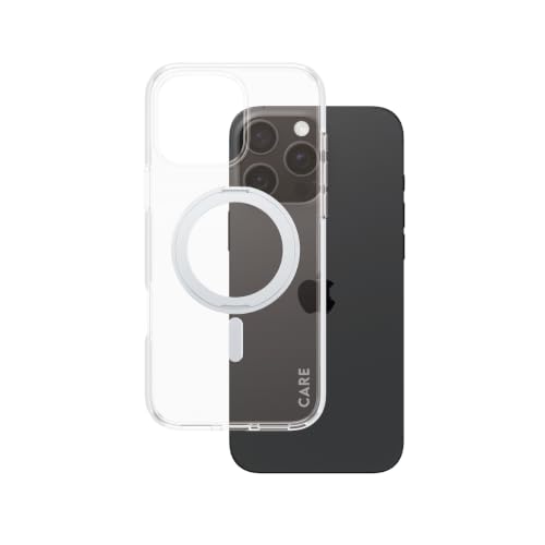 PanzerGlass Care Kickstand iPhone 16 Pro Max étui premium transparent argenté