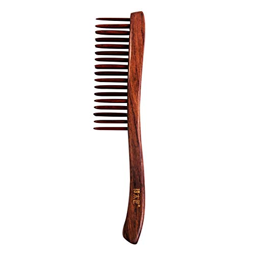 TAN MUJIANG Anti-static Head Sandalwood Wooden Combs Double Teeth Natural Health Care Hair for Thick, Thin, Curly, Straight, Wet Dry or Damaged Hair