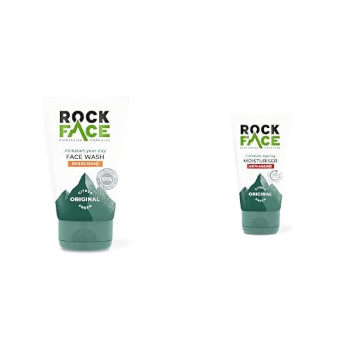 Rockface Skincare Set for Men | Energising Face Wash & Anti Ageing Moisturiser | Energising Skin Care | 100ml