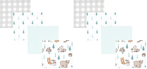 Image of Hudson Baby Unisex Baby Cotton Flannel Receiving Blankets, Neutral Woodland Pals, One Size (Pack of 2)