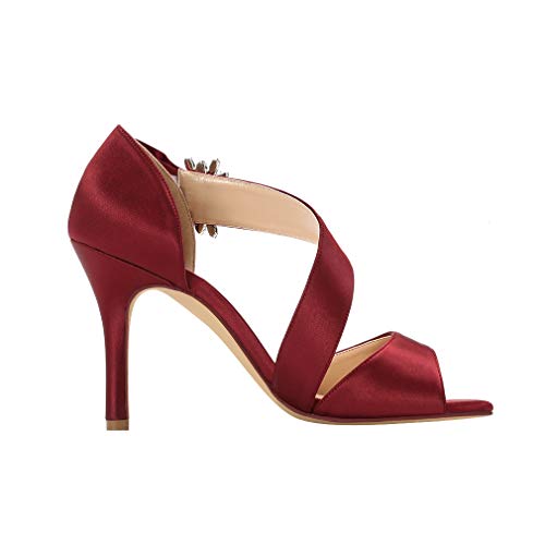 Image of ERIJUNOR High Heel Party Sandals For Woman Open Toe Stiletto Bow Shoes Wedding Evening Dress Shoes for Dancing