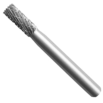 HAUTMEC Cylinder Tungsten Rotary File Carbide Burr 1/4'' Shank,1/4'' Head Length Double Cut for Woodworking,Drilling, Metal Carving, Engraving, Polishing HT0196-MC