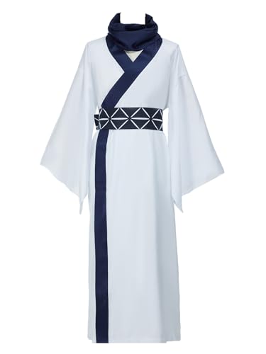 haikyuu Mens Anime Cosplay Costume Mens Casual Yukata Robe Kimono Outfit with Obi Scarf (White Medium)
