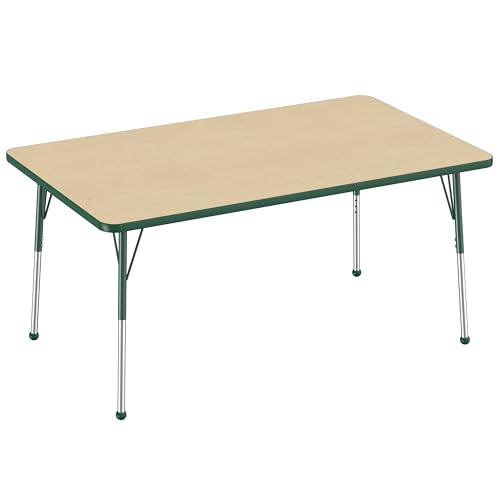 FDP 36" x 60" Rectangle Table with Ball Glide Legs - Maple/Green