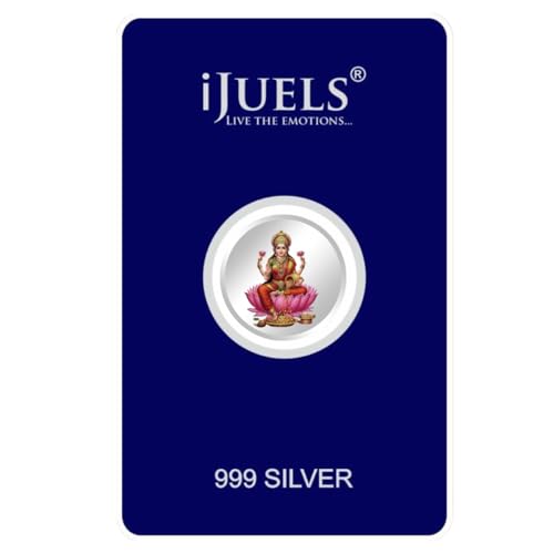 Image of iJuels 999 Purity BIS Hallmarked and Certified Pure Silver 1 Gram Silver Coin with certificate of Authenticity I Available in different designs