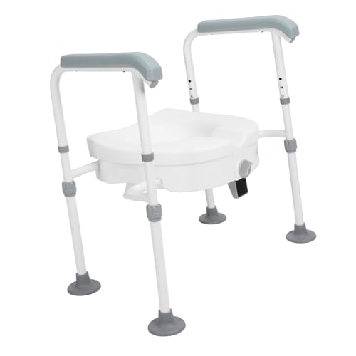 Elevador de Asiento de Inodoro para Personas Mayores Asiento de Inodoro Elevado con Asas Elevadores de Asiento de Inodoro de Acero Inoxidable de Alta Estabilidad para Personas