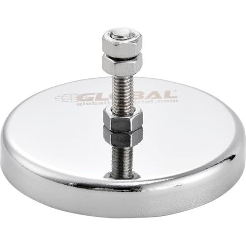 Global Industrial 320762 65 lbs Pull Ceramic Mount-It Magnet with Attached Screw & Nuts Silver - Pack of 6