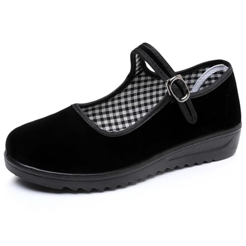 Zapatillas deportivas para mujer, suela suave, transpirables, ligeras, informales, zapatillas de senderismo con cierre de para mayor comodidad en el día a día, Negro , 37 EU