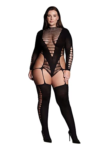 Bodystocking de cuello alto lencería erótica talla grande Le Désir