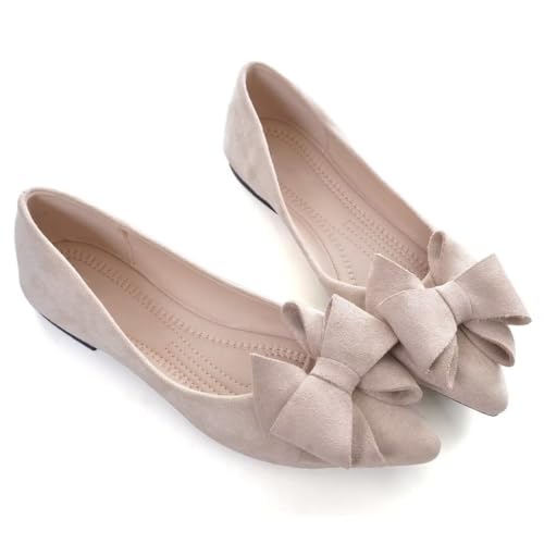 Image of TN TANGNEST Women Fashion Bowknot Flats Comfort Pointed Toe Dress Shoes