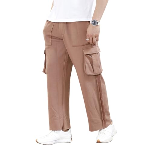Image of WROGN Men's Cotton Cargo Pants | Solid | Relaxed Fit