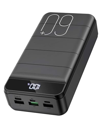 Portable Charger Power Bank 60000mAh 22.5W USB C Fast Charging Battery Bank with 4 Outputs & 3 Inputs LED Display Huge Capacity External Battery Bank LED Display for iphone, Samsung, Google etc