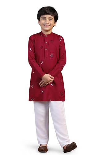 Image of Fashion Dream Boys Cotton Blend Geometric Kurta Payjama Set| Ethnic Set