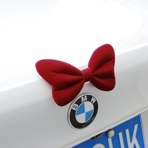 Image of YGMONER Bowknot Car Bumper 3D Badge Stickers, Bow Emblem Clips Pack 3 Colors, Black Pink Red Car Decor Accessories Cute Gifts for Women