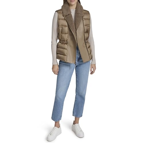 Andrew Marc Women's Sherpa Faux Leather Puffer Vest2