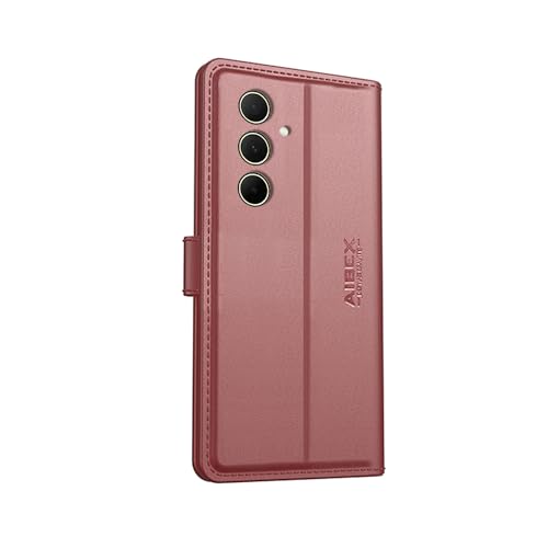 Image of AIBEX Compatible for Samsung A35 5G / Samsung A55 5G Flip Cover Leather Finish with Magnatic Closure | Inside TPU with Card Pockets | Wallet Stand | Complete Protection Flip Case -Brown