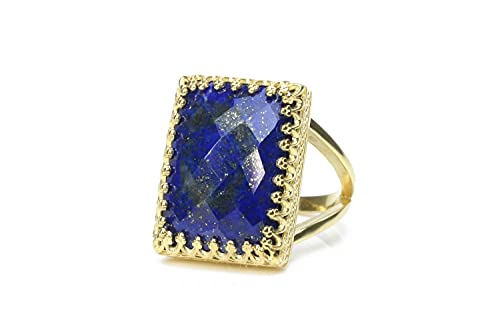 Bague en lapis lazuli or jaune le cadeau d'anniversaire fait main idéal pour elle