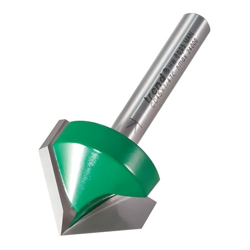 Trend CraftPro Chamfer Router Cutter Bit, 1/4 Inch Shank, 25.4mm Cut Diameter & 45 Degree V Groove, Tungsten Carbide Tipped, C045X1/4TC