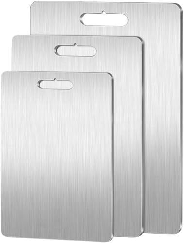 Titanium Cutting Boards - 100% Pure Titanium Cutting Boards for Kitchen - Cutting Edge Hygiene & Durability, Dishwasher Safe Ideal, Perfect for Various Cooking Tasks (14x10in)