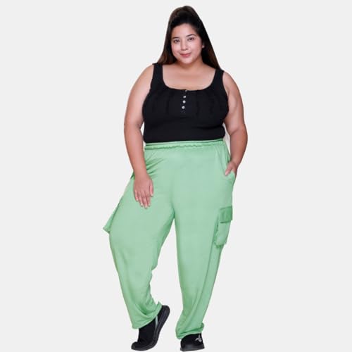Image of White Moon Plus Size Women's 4 Pocket Cargo Joggers for Gym - Comfortable Track Pants for Women, Cotton Jogger, Ideal Track Pants for Women, Cargo Joggers for Everyday Wear (Pack of 2)