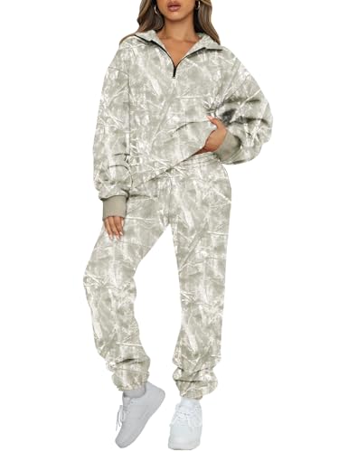 Image of AUTOMET Women's Sweatsuits 2 Piece Outfits Lounge Sets | Cozy Airport Outfits,Casual Sweat Sets for Fall and Winter,Half Zip Pullover and Baggy Sweatpants with Pockets