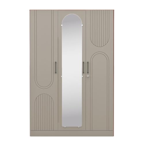 Image of Wakefit Wardrobe for Bedroom | 3 Yr Warranty | Cupboard for Bedroom, Almirah, Wooden Wardrobe, Comes with LED light, Storage Drawer, Mirror & Hanger, Density:680-750kg /m, Free Installation(Tyrian-CB)
