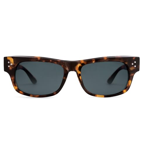 SOJOS Retro Rectangle Polarized Sunglasses for Women Men Vintage Shades UV400 Protection Sunnies SJ23383