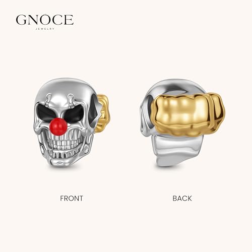 Image of GNOCE Skull Pendant Charm Silver Dangle Charms Bead fit Bracelet /Necklace Jewelry Gift for Women Men
