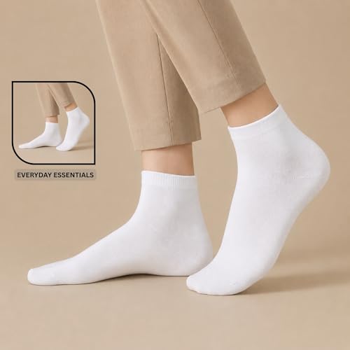 Image of Essentials Unisex Fine Cotton Ribbed Ankle Socks | Ultra Soft, Breathable & Stretchable | Socks for Men & Women, Daily & Gym Wear