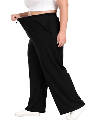 A-Wintage Plus Size Wide Leg Pants for Women Soft Casual Pants Loose Fit Drawstring Pajama Pants with Pockets2