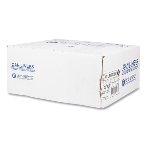Image of Inteplast Group S366017N 55 Gallon Capacity, 60 inch Length x 36 inch Width x 17 Mic Thickness, Natural Color, HDPE Commercial Coreless Institutional Trash Can Liner (Case of 8 Roll, 25 Bags per Roll)